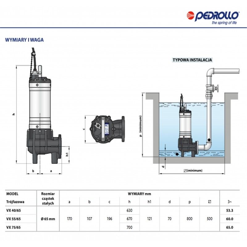 Pompa Zatapialna Vx 75 65 Pedrollo Hydros Pompy I Hydrofory