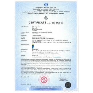 Certyfikat Keymark JBGHT