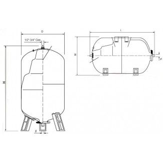 Zbiornik przeponowy 24L poziomy  AQUASYSTEM