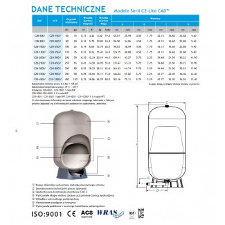 Zbiornik kompozytowy GWS C-2 Lite CAD 130L pionowy C2B-130LV