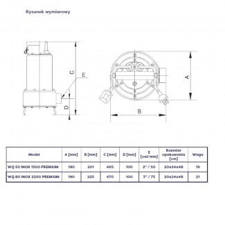 Pompa zatapialna WQ 50 INOX 1500 PREMIUM 230V Omnigena