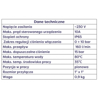 HYDRO BRIO2 sterownik elektroniczny pomp 230V