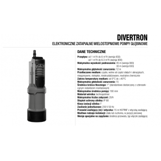 Pompa głębinowa DIVERTRON 650 DAB z wyłącznikiem pływakowym